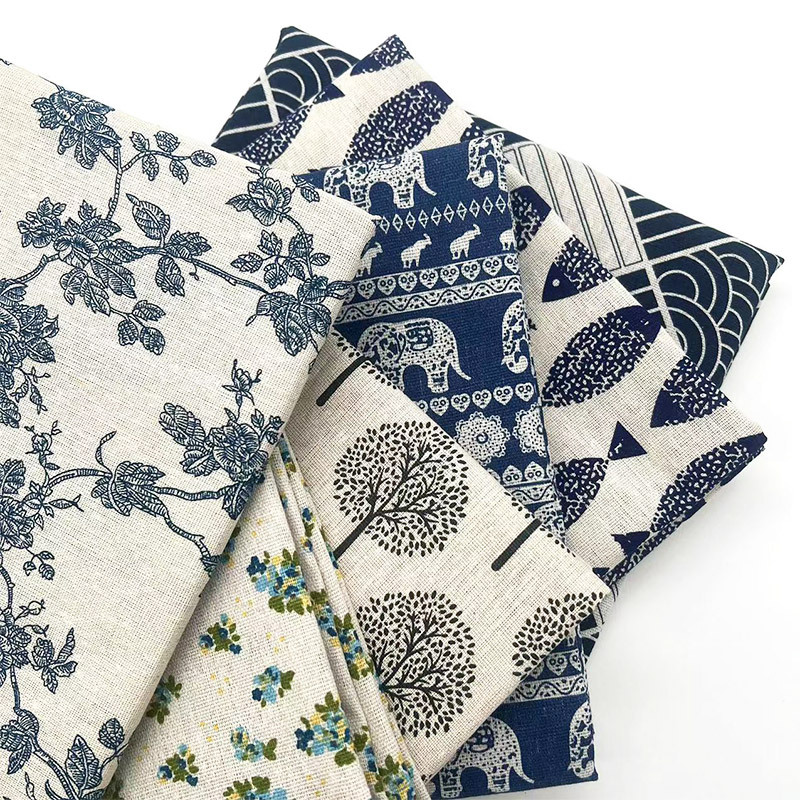 Home Textiles Discount - Tessuto Vintage in Cotone e Lino