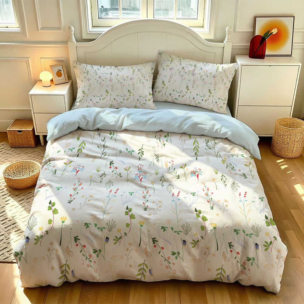 Home Textiles Bedding - Set Copripiumino Minimalista con Stampa Floreale,